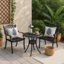 Elana Patio Dining Set for 2 – Black Cast Aluminium Table with 2 Chairs