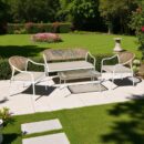 Calira 4-Piece Outdoor Dining Set – 3 Chairs & Table in Beige and Light Brown